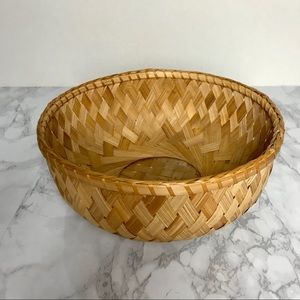 Woven Bamboo Spiral Boho Tribal Basket Bowl